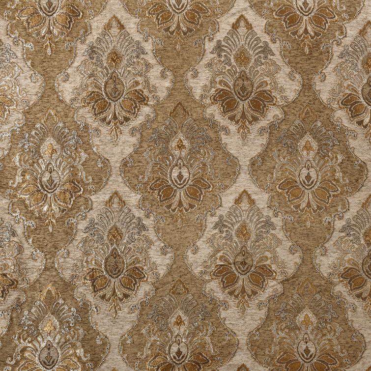 Natural Chenille Damask Boudoir Throw Pillow with Tassel Fringe