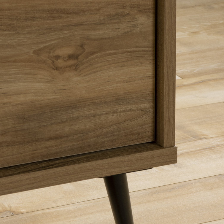 Natural Mango Contemporary Wardrobe Armoire with Mirror and Drawer