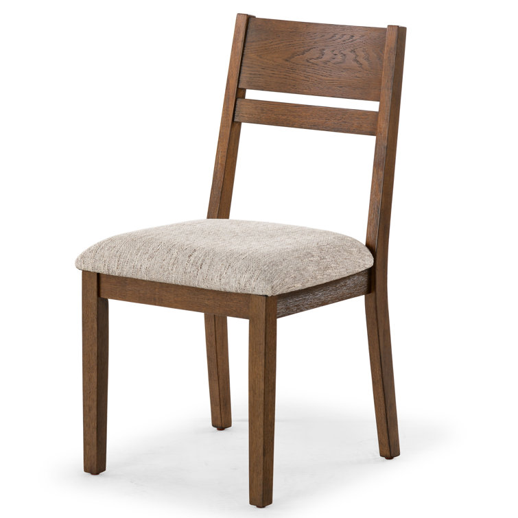 Medium Oak and Light Grey Linen Upholstered Dining Chair Set