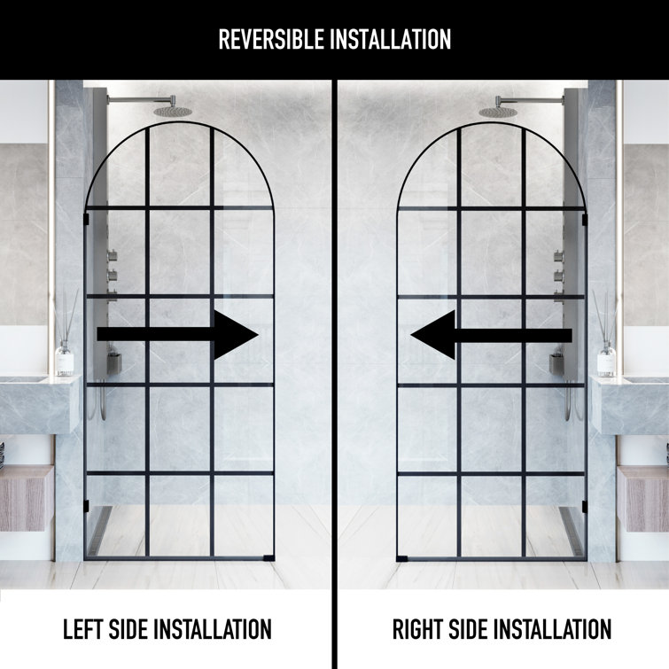 Arden Matte Black 34" x 78" Framed Shower Screen with Clear Glass