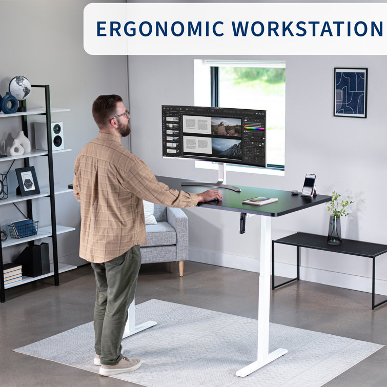 White Adjustable Alloy Steel Computer Desk with Shelf