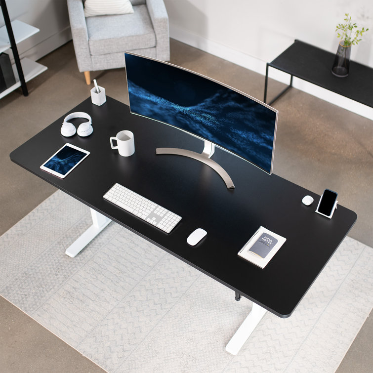 White Adjustable Alloy Steel Computer Desk with Shelf
