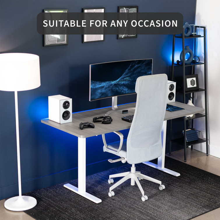 White Adjustable Alloy Steel Computer Desk with Shelf