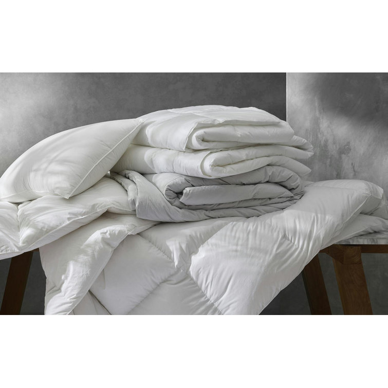 King Size White Goose Down Comforter Set with Cotton Shell