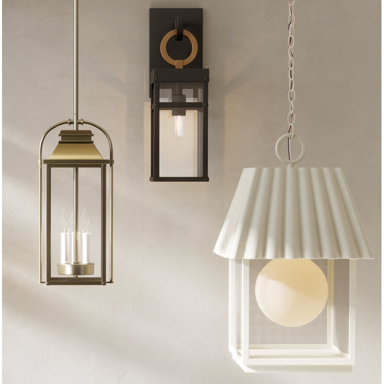 Distressed Brass and Glass Outdoor Hanging Lantern