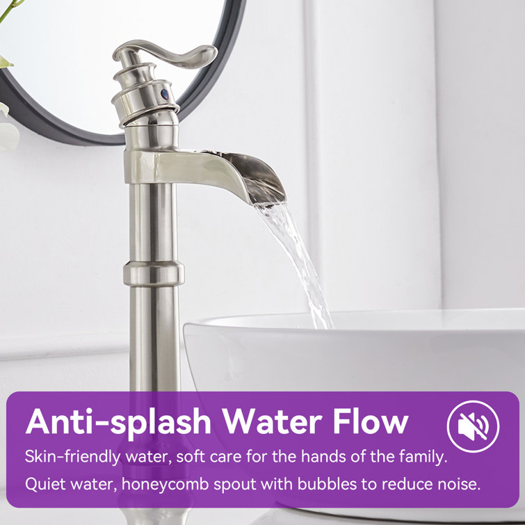 Brushed Nickel Single Handle Waterfall Vessel Sink Faucet