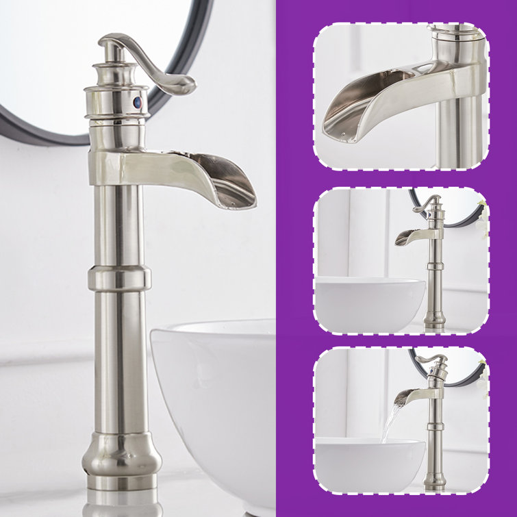 Brushed Nickel Single Handle Waterfall Vessel Sink Faucet