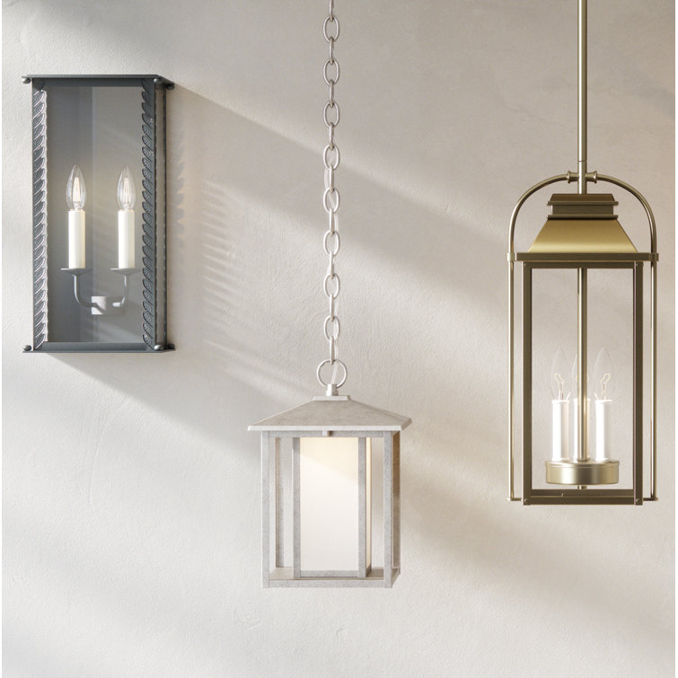 Weathered Pewter 13.75" Transitional LED Outdoor Hanging Lantern
