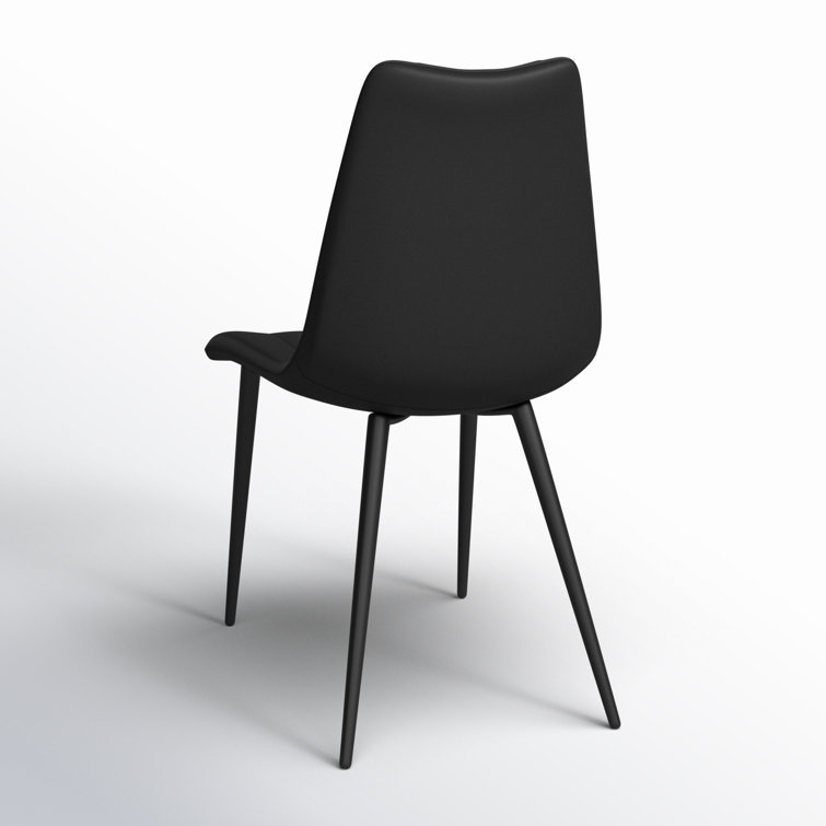 Black Faux Leather Upholstered Metal Side Chair Set