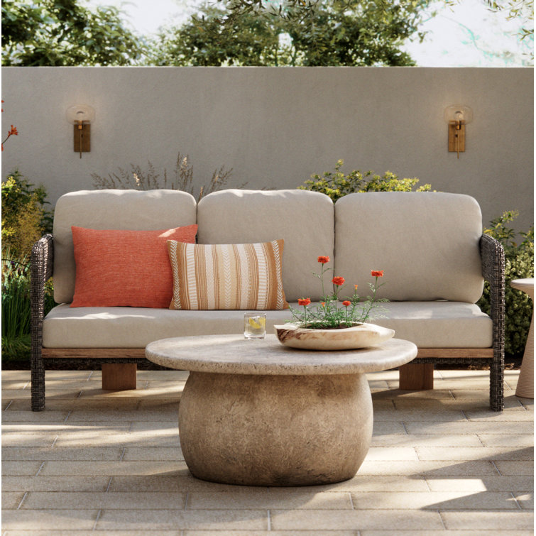 Taupe and Beige Embroidered Rectangular Lumbar Pillow
