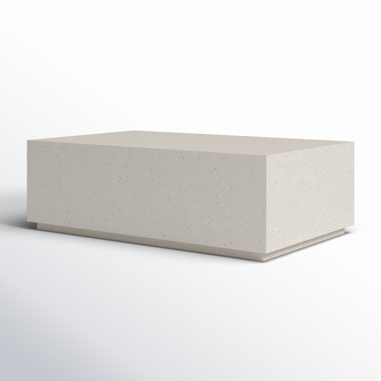 Polly 51" White Concrete Rectangular Coffee Table