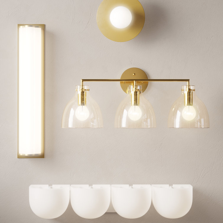 Burnished Brass and Milk Glass Dimmable LED Vanity Light