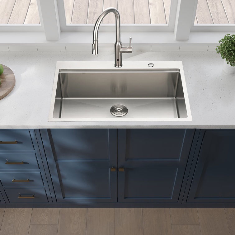 25'' Brushed Nickel Stainless Steel Single Bowl Workstation Sink