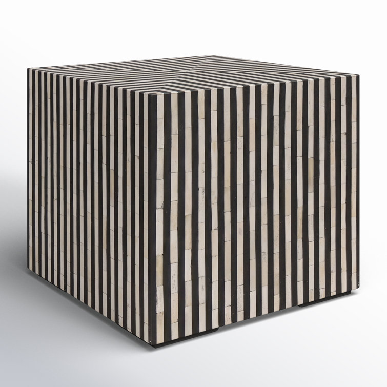 Deco Contrast Camel Bone & Iron Side Table - Black/White