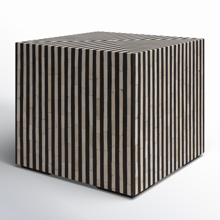 Deco Contrast Camel Bone & Iron Side Table - Black/White