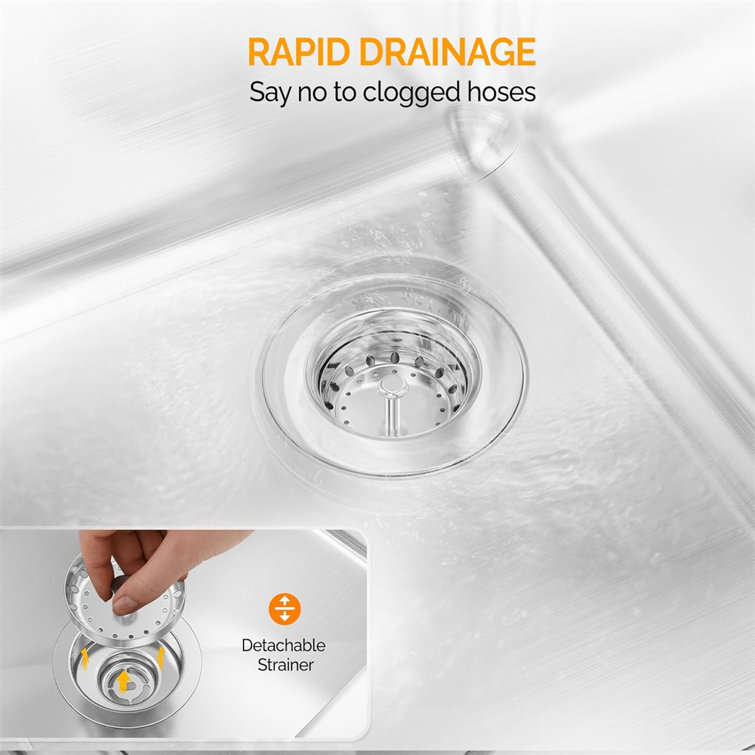 Compact Silver Stainless Steel Freestanding Bar Sink with Left Drainboard