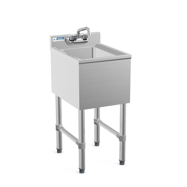 Compact Silver Stainless Steel Freestanding Bar Sink with Left Drainboard