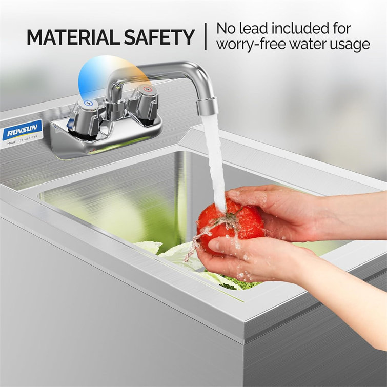 Compact Silver Stainless Steel Freestanding Bar Sink with Left Drainboard