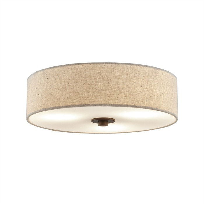Dark Bronze and Cream LED Drum Flush Mount Ceiling Light