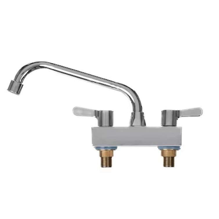18-Inch White Plastic Freestanding Utility Sink with Stainless Steel Faucet