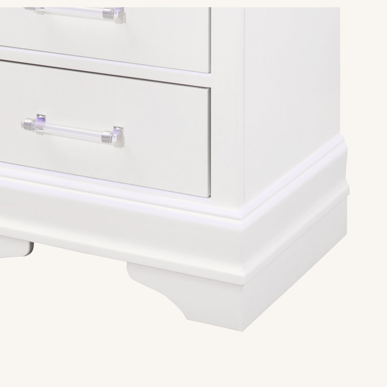Charlie White Acrylic-Handled 2-Drawer Nightstand with LED