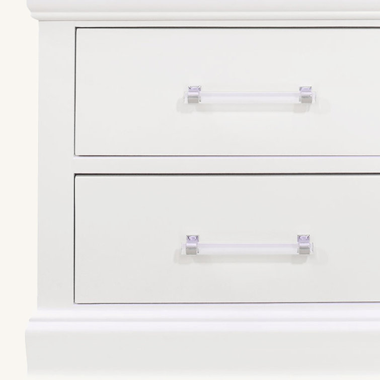 Charlie White Acrylic-Handled 2-Drawer Nightstand with LED