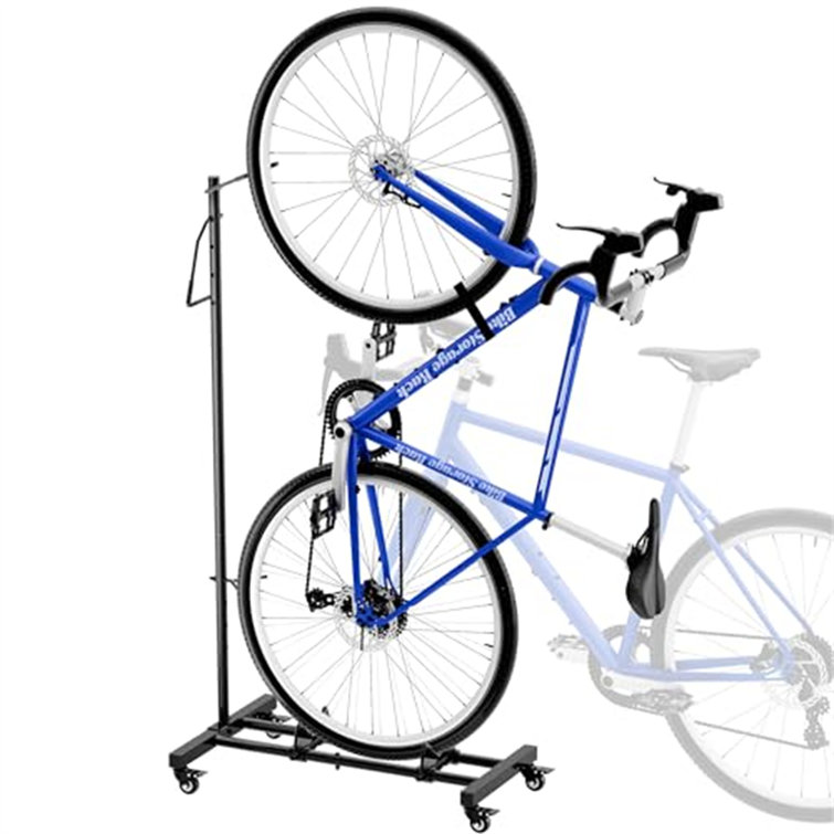 Adjustable Black Steel Vertical Bike Storage Rack with Wheels