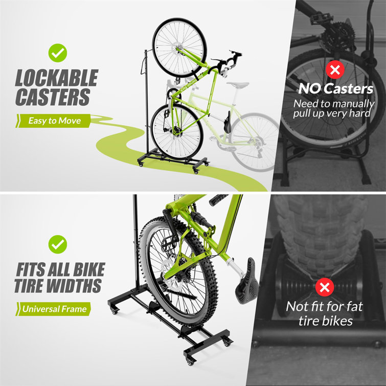 Adjustable Black Steel Vertical Bike Storage Rack with Wheels