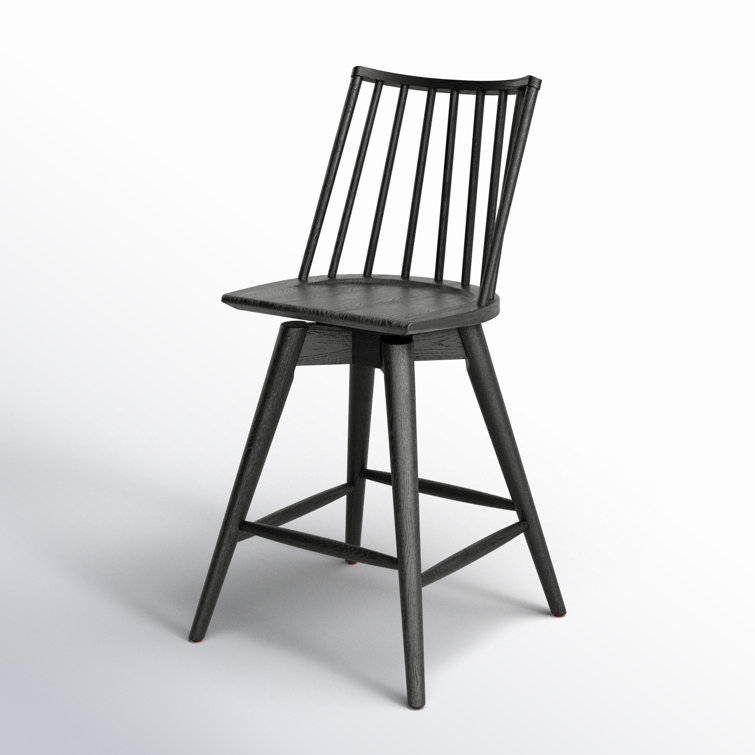 Black Oak Swivel Counter Stool with Full Back
