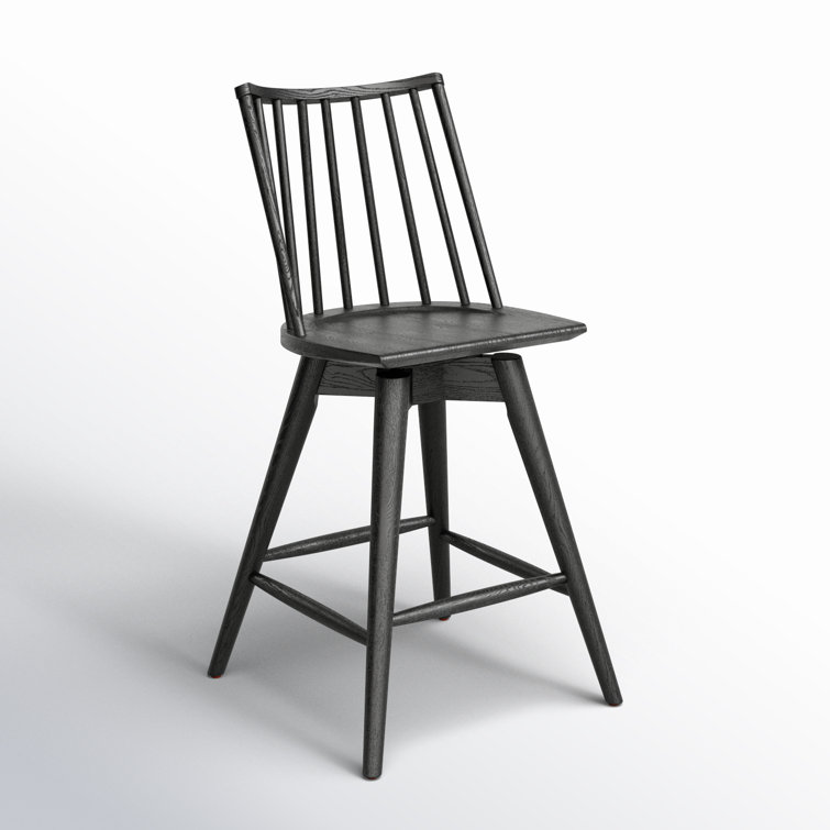 Black Oak Swivel Counter Stool with Full Back