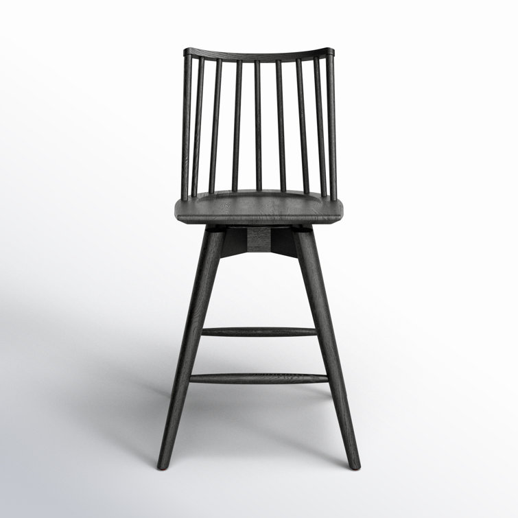 Black Oak Swivel Counter Stool with Full Back