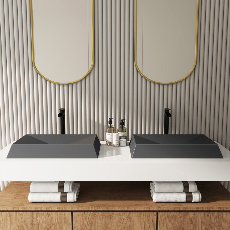 Black Earth Rectangular Ceramic Above-Counter Vessel Sink