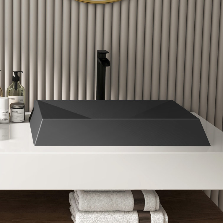 Black Earth Rectangular Ceramic Above-Counter Vessel Sink