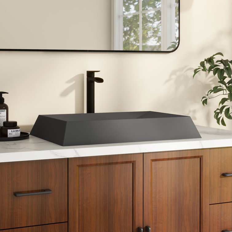 Black Earth Rectangular Ceramic Above-Counter Vessel Sink