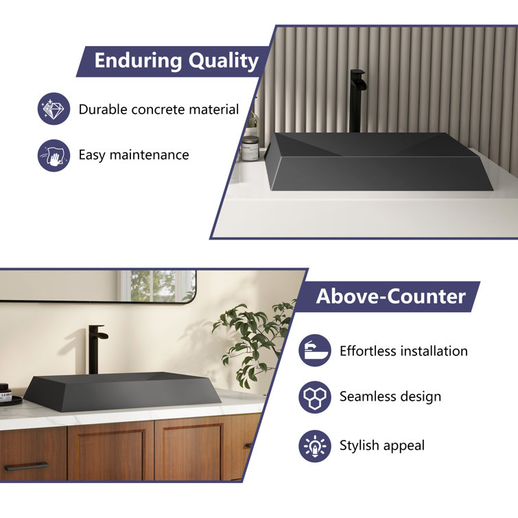 Black Earth Rectangular Ceramic Above-Counter Vessel Sink
