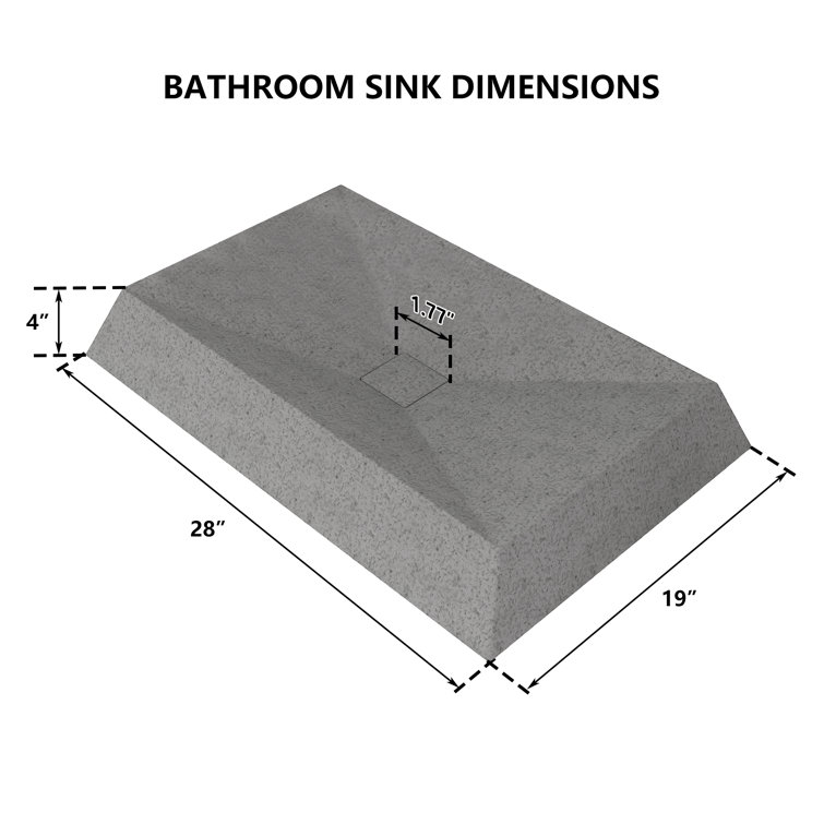 Mottled Bluish Gray Concrete Rectangular Above-Counter Vessel Sink