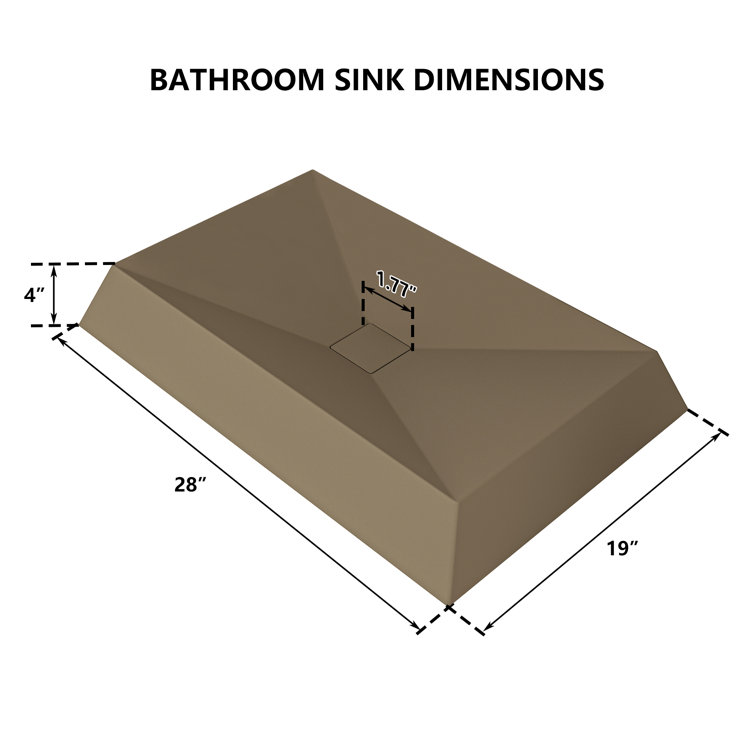 Taupe Clay Ceramic Rectangular Vessel Bathroom Sink