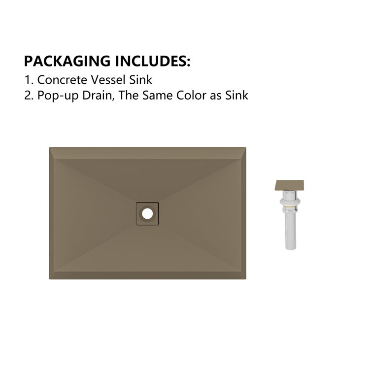 Taupe Clay Ceramic Rectangular Vessel Bathroom Sink