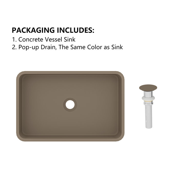 Taupe Clay Rectangular Ceramic Bathroom Sink