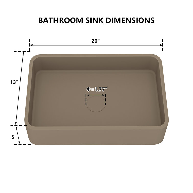 Taupe Clay Rectangular Ceramic Bathroom Sink