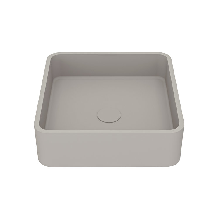Cold Concrete Gray Ceramic Square Above-Counter Bathroom Sink