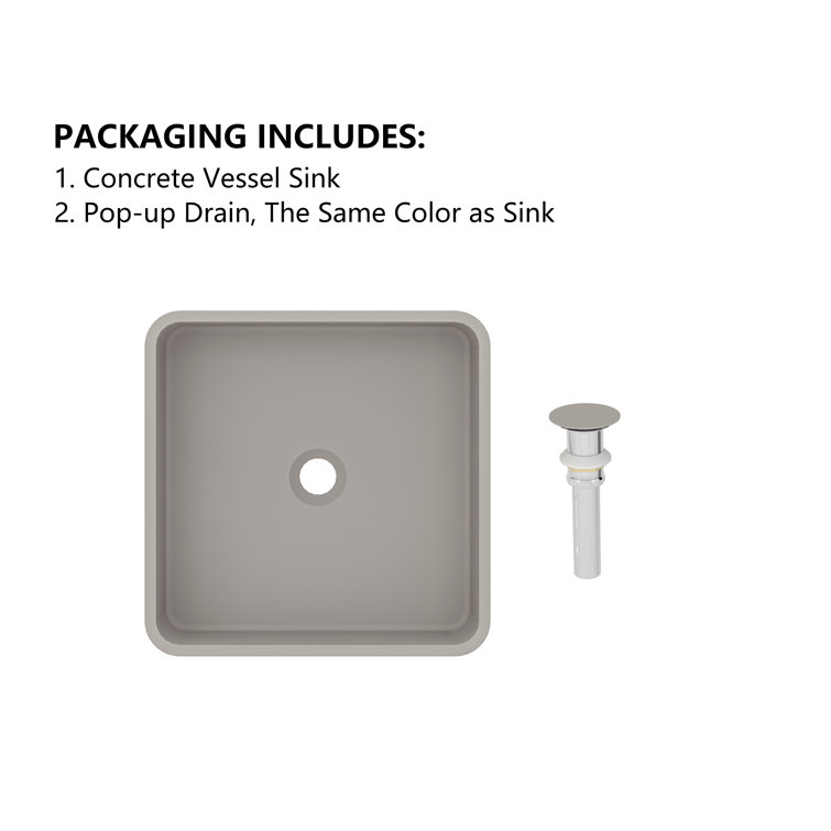 Cold Concrete Gray Ceramic Square Above-Counter Bathroom Sink