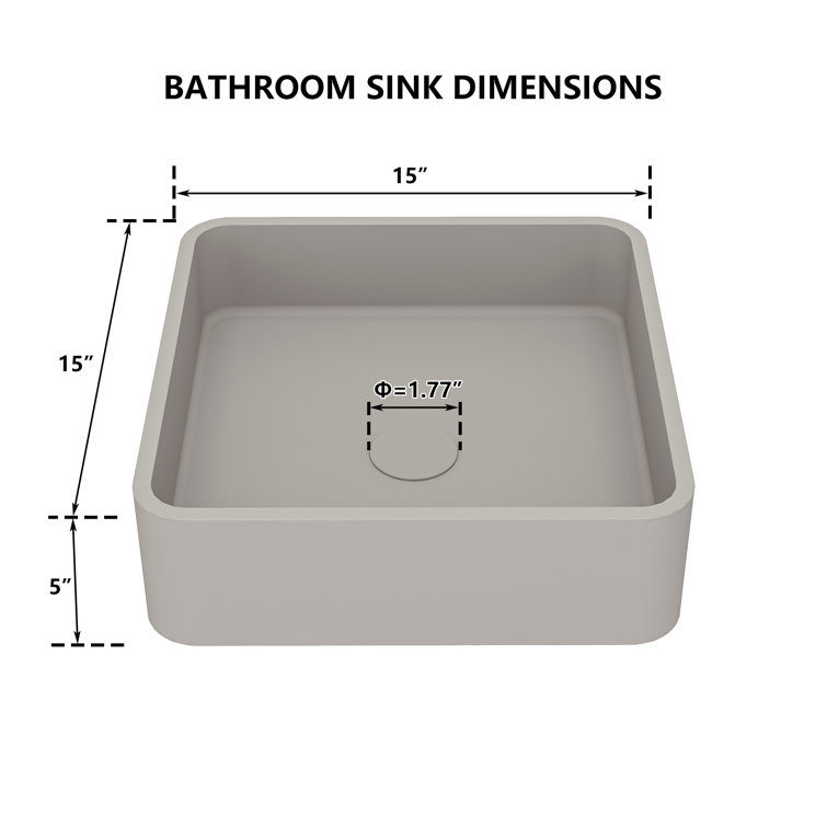 Cold Concrete Gray Ceramic Square Above-Counter Bathroom Sink