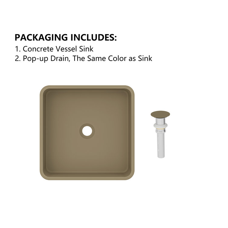 Taupe Clay 15.35'' Ceramic Square Above-Counter Bathroom Sink
