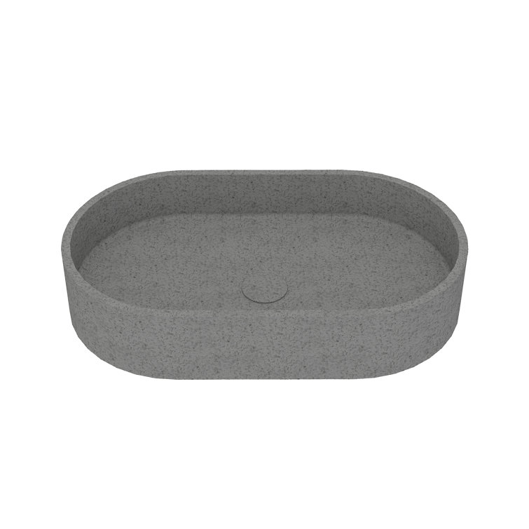 Mottled Bluish Gray Ceramic Oval Vessel Bathroom Sink