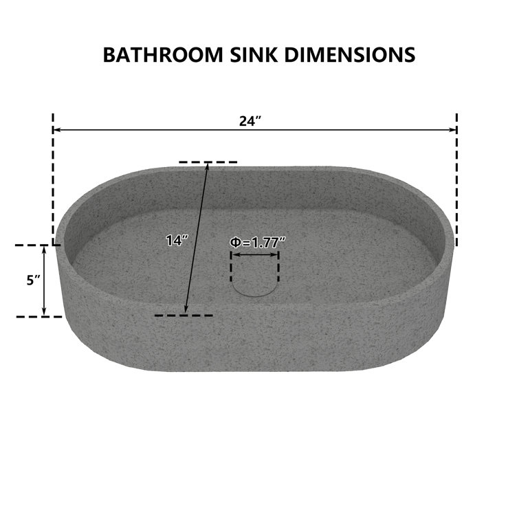 Mottled Bluish Gray Ceramic Oval Vessel Bathroom Sink