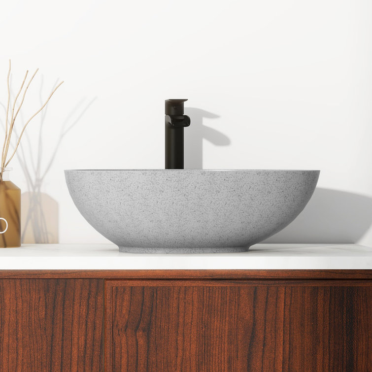 CASAINC Maple 15.35'' Concrete Oval Bathroom Sink