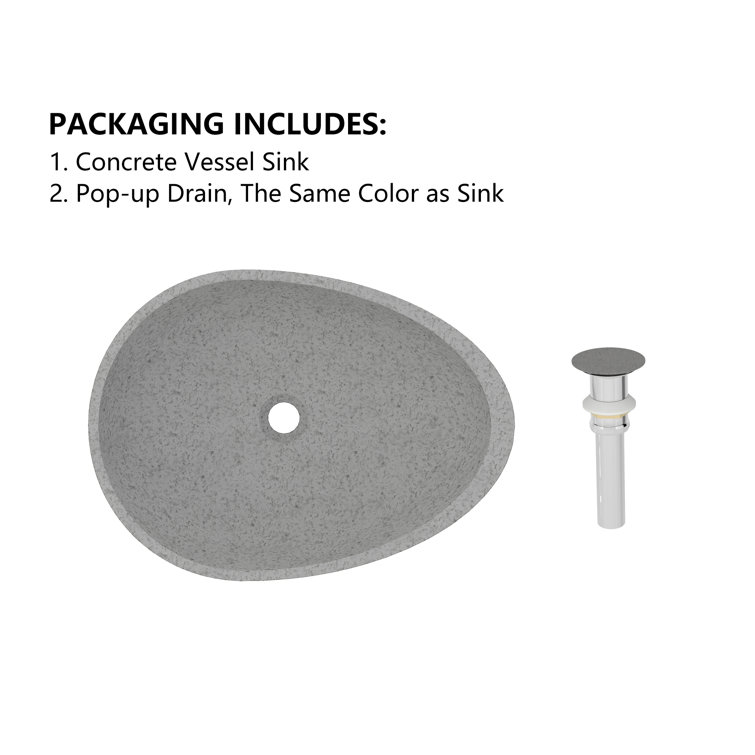 CASAINC Maple 15.35'' Concrete Oval Bathroom Sink