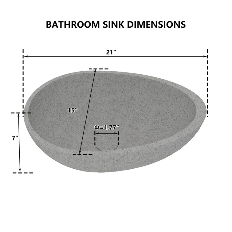 CASAINC Maple 15.35'' Concrete Oval Bathroom Sink