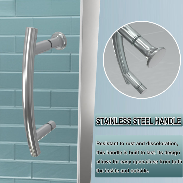 60 in. Chrome Semi-Frameless Pivot Shower Door with Clear Glass